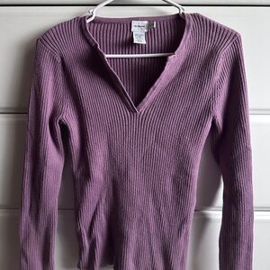 Calvin Klein Purple Ribbed V-Neck Sweater
